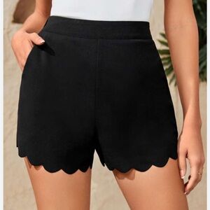 Black Scalloped Women's Shorts